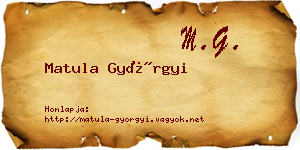 Matula Györgyi névjegykártya